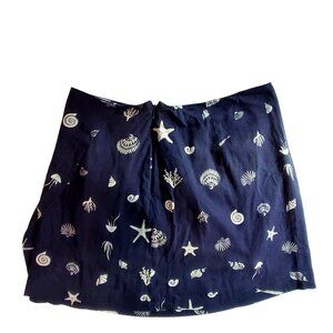 A New Day Womens Navy Blue Sea Life Pattern Skirt  10 Made of linen and rayon